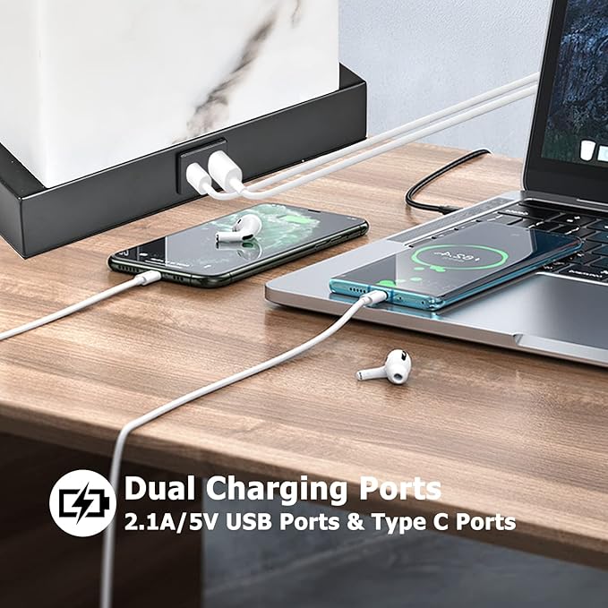 24” Black Touch Table Lamp Set of 2 with USB Ports, 3-Way Dimmable Bedside Nightstand Lamps for Bedroom Living Room End Tables, Night Stand Light Side Lamp Faux Silk Shade, Bulbs Included