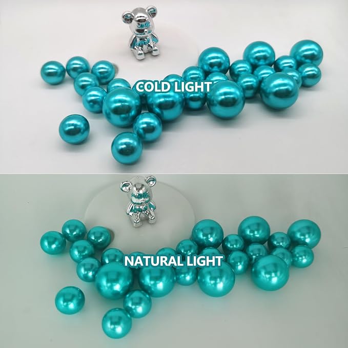 200PCS Lake Green Faux Pearls Beads for Centerpiece Vases, Vase Filler Faux Pearls, No Holes Filler Beads for Party Anniversary Birthday Wedding Table Decor, 10/14/20/30mm