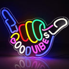 Good Vibes Neon Sign, Niubility Dimmable Good Vibes Only Neon Signs Light with ON/OFF Switch, USB Powered Neon Signs for Wall Decor, Colorful Light Up LED signs for Bedroom Game Room Party Club Decor