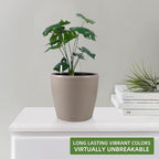 Dexceder 11x10 Inches Self Watering Planter Indoor Outdoor, Inner Pot Design, Thickened Table Flower Plant Pot with Water Level Indicator (Taupe Matte)