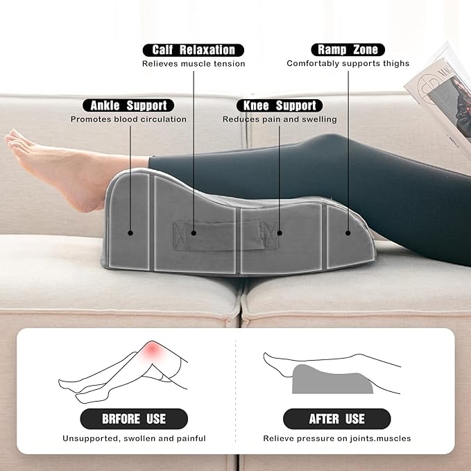 LightEase Memory Foam Leg, Knee, Ankle Foot Support and Elevation Pillow for Surgery Recovery