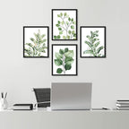 SIGNWIN Framed Green Pastel Forest Fern Leaf Wall Art, Set of 4 Collage Nature Garden Wall Decor Prints, Nature Wilderness Wall Décor for Living Room, Bedroom - 11"x14" Black