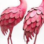 YOUKI Metal Yard Art Flamingo Decor Pink Flamingos for Yard Garden Statues Red Flamingo Yard Art Outdoor Sculptures for Outside Home Patio Lawn Ornaments Backyard Decor, Set of 2
