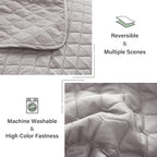 Exclusivo Mezcla Reversible Twin Quilt Bedding Set with Pillow Sham, Lightweight Quilts Twin Size, Soft Bedspreads Bed Coverlets for All Seasons - (Light Grey, 68"x88")