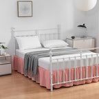 Bed Skirt Full Size Ruffled Bed Skirts with Split Corners, 12 Inch Drop Dust Ruffle Bed Skirt with Platform, 12 Inch, Blush, Full Size