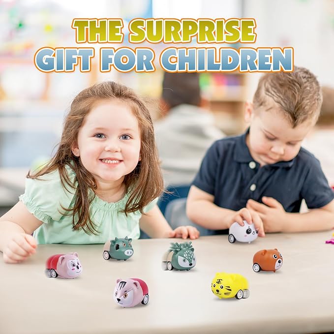 36 pcs Animals Pull Back Cars, Mini Vehicles Toy Small Cars Pull Back Racing Vehicles Set, Mini Toy Cars, Carnival Prizes Goodie Bag Stuffers, Mini Car Party Favors for Kids