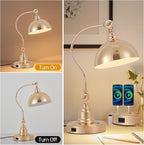 Vintage French Gold Desk Lamp Decorative Table Lamp for Home Office Living Room Bedroom Desk Light, Rustic Industrial Farmhouse Antique Library Study Desk Lamp E26 LED Bulb Included