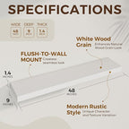 Dreamland 48 inch Floating Shelves for Wall Large Wall Mounted Shelves with Invisible Brackets, White Long Shelves for Bathroom, Living Room, Kitchen, Office, 48x9.1 inch deep Set of 2