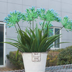 Artificial Agapanthus Africanus Fake African Lily Blue Flowers Fake Plants Outdoor Spring Summer Decoration Realistic Faux Greenery for Front Door Porch Planter Decor