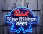 Neon Signs Compatible For Pabst Blue Ribbons Beer Bar Glass Neon Signs for Office Hotel Pub Cafe Party Man Cave Neon Light Art Wall Lights 24 X 20 Inches