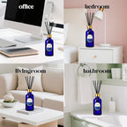 8 OZ Reed Diffusers Set Citrus, Luxury Scented Room Fresheners with 6 Reed Sticks, Luxury Blue Glass Bottle for Bathroom Office Shelf Decor