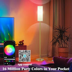 Smart LED Floor Lamp with APP Control & RGB Colors - Dimmable Standing Lamp for Living Room, Bedroom, Gaming - Remote, Timer, 9W Bulb Included, 67" Modern Tall Lamp (Gold)