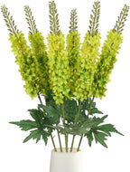 6PCS Delphinium Artificial Flowers 29.5" Realistic Green Silk Flowers Faux Snapdragon Flowers Long Stem Fake Hyacinth for Tall Vase Wedding Home Garden Decor (Green)