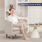 Accent Barrel Chair, Modern Comfy Living Room Chairs with Armrest Small Reading Chair with Cozy Soft Padded for Bedroom Reception Room Cafe,White