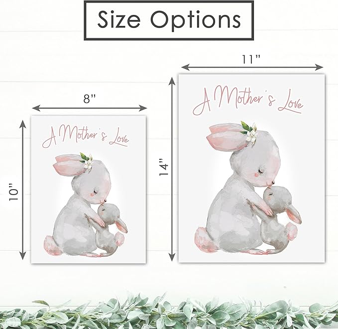 Mother and Child Bunny Wall Art Print - Unframed - 8x10 | Nursery Decor | Bedroom Decor | Room Decor Aesthetic | Bedroom Wall decor
