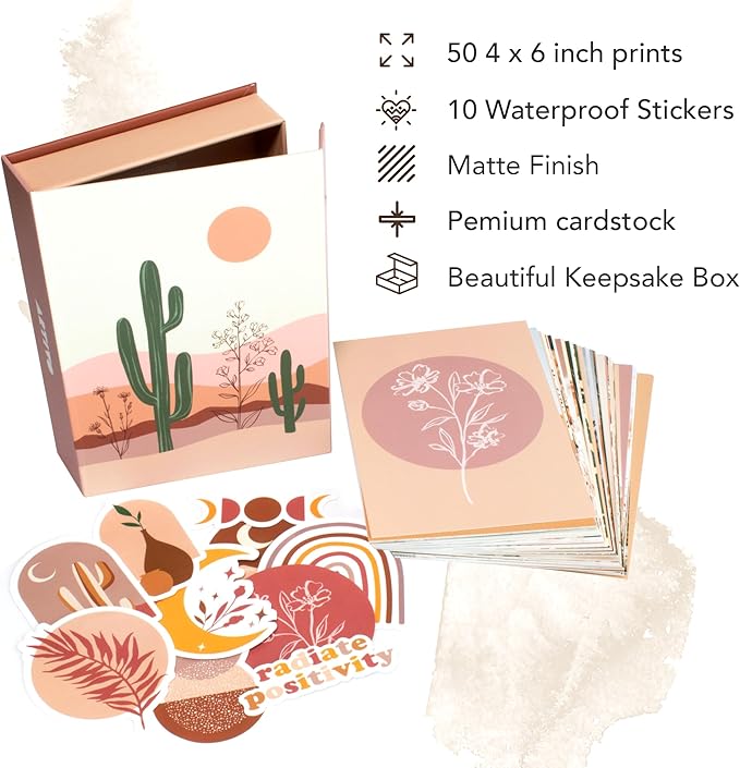 Artivo Boho Wall Collage Kit for Teen Girls, Cute Room Decor, Aesthetic Wall Decor Pictures, Boho Wall Art Prints Bedroom Decor, Posters for Room Aesthetic, Dorm Collage Photos 50 Set 4x6 inch