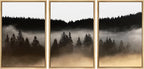 SIGNWIN Framed Canvas Print Wall Art Woodland Nursery Decor Set Misty Dark Mountain Forest Silhouette Nature Modern Art Rustic Landscape for Living Room, Bedroom, Office - 16"x24"x3 Natural