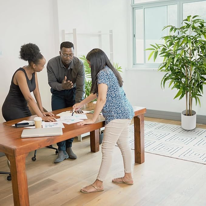 Artificial Bamboo Tree, 5 ft Fake Tree, Faux Silk Plant with Pot, Fake Plants for Home Office Indoor Outdoor Decor, 5 Natural Bamboo Trunks