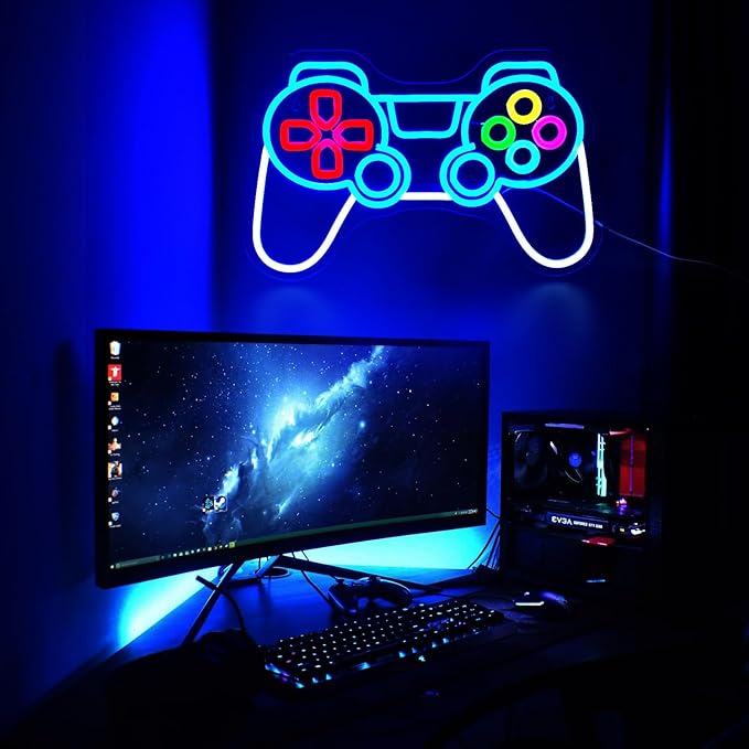 Game Neon Signs for Wall Decor Gaming Controller LED Neon Sign for Game Room Neon Light Sign for Wall Decor Birthday Party USB Powered Gamer Gifts for Teens Boys