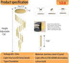 Large Crystal Chandeliers 130inches Long Spiral Staircase Chandelier for High Ceiling Foyer Entrance Modern LED Dimmable Chandelier 25-Lights Gold
