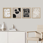 SIGNWIN Framed Tropical Mid-Century Wall Art, Set of 4 Modern Hawaiian Geometric Print Wall Decor Prints, Nature Wilderness Wall Décor for Living Room, Bedroom - 11"x14"Natural