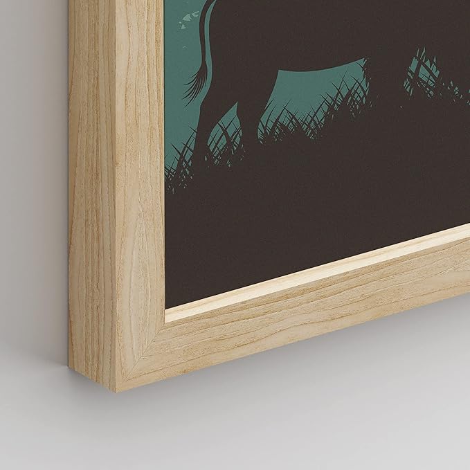 SIGNWIN Framed Country Farmhouse Vibrant Bison Wall Art, Set of 4 Silhouette Animals Wall Decor Prints, Wilderness Nature Wall Décor for Living Room, Bedroom - 11"x14" Natural