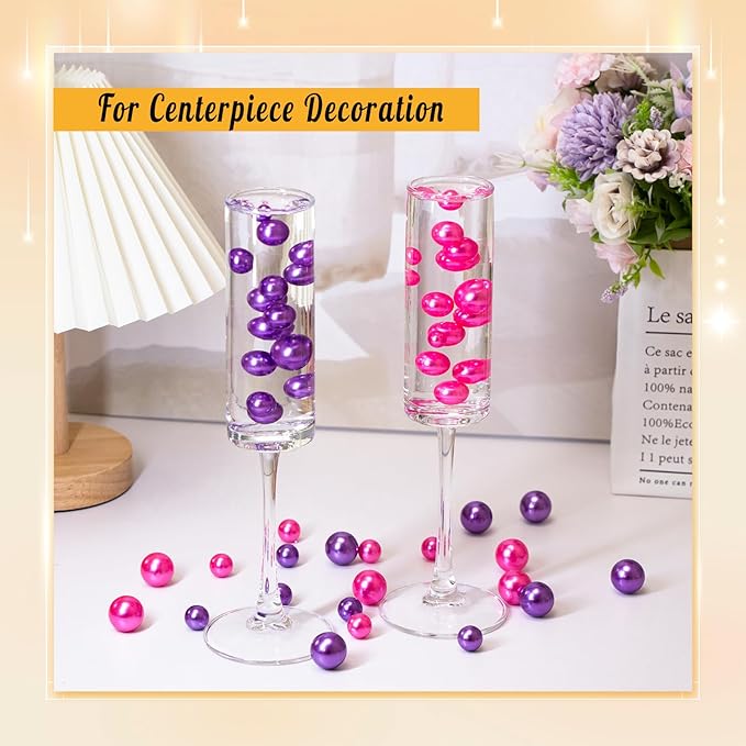 300Pcs Pearl Vase Filler, Rosepink No Hole Faux Pearl Beads for Centerpieces Vases, Candle Centerpieces, Wedding Birthday Party Home Decor 8/10/14/20mm
