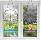 Dragonfly with Flower Suncatcher Stained Glass Window Hanging - 8” Stained Glass Suncatchers for Windows - Sun Catchers Indoor Window Catcher with Hooks and Chain - Birthday Gifts for Mom Grandma