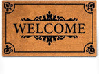 PLUS Haven Coco Coir Door Mat with Heavy Duty Backing, Natural Welcome Doormat, 17.5”x30” for Entrance, Front Porch, Easy to Clean Entry Mat, Outdoor and Indoor Uses, Home Décor
