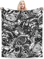 HGOD DESIGNS Automobile Car Parts Pattern Flannel Fleece Bed Blanket Throw Blanket Lightweight Cozy Plush Blanket for Bedroom Living Rooms Sofa Couch 40"x50"