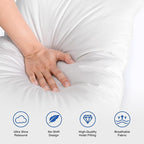 Goose Feather Bed Pillow King Size Set of 2 - Hotel Down Pillows for Sleeping, Soft 600 Thread Count Cotton Cover, Fluffy Support Surround Fill Polyester for Back, Stomach, Side Sleepers