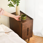 Mid Century Modern Nightstand, Narrow Nightstand, Minimalist Side Table for Bedroom, 2-Drawer Bedside Tables (Walnut, 9.84inches)