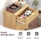 Fluted Dresser for Bedroom,3 Drawer Dresser for Closet,Storage Cabinet and Chest of Drawers with Gold Handle,TV Stand,Storage Organizer for Living Room,Hallway,Entryway,Nature Oak