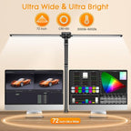 Syrinx LED Desk Lamp with Clamp, Double Head Desk Lamps for Home Office with Gesture Sensor Switch and Touch Control, 24W Eye-Caring Architect Desk Lamp with 25 Light Modes Adjustable Desk Light