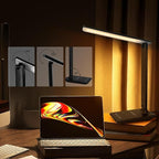 White crown LED Desk Lamp with 15W Wireless Charger & USB Port, Dimmable Table Lamp with 5 Lighting Modes, Sensitive Touch Control, Foldable & Portable Desk Light for Home, Office, Bedroom, Reading