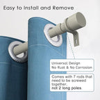 Curtain Rods for Windows 16 to 120 Inches Adjustable Length 1 Inch Diameter Window Curtain Rod with Aluminium End Cap, Brushed Nickel