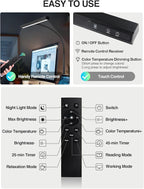 LED Desk Lamps for Home Office,5 Color+9 Brightness Desk Light,Touch & Remote Control,1000 Lumen Bright Monitor Light with Timer,12W USB Adapter Clamp Lamp for Computer, Reading, Study, Workbench