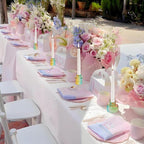 Double Sided Vintage Ribbed Taper Glass Candle Holders,Tea Candle Holder for Table Centerpieces, Wedding Decorations and Dinner Parties (Rainbow, 6 PCS)