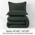 Litanika Forest Green Comforter Set Queen Size, 3 Pieces Lightweight Solid Bedding Comforter Set, All Season Fluffy Bed Set (90x90In Comforter & 2 Pillowcases)