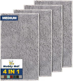 Muddy Mat® 4-Piece Grey Medium 30"X19" AS-SEEN-ON-TV Highly Absorbent Microfiber Door Mat, Bath Mat and Pet Rug, Non Slip Thick Washable, Soft Chenille for Kitchen Bathroom Bedroom Indoor and Outdoor