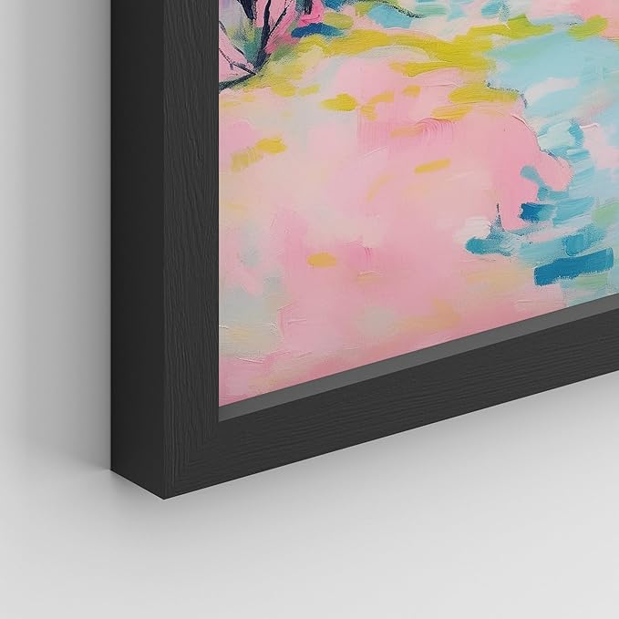 SIGNWIN Framed Vibrant Landscape and Pineapple Colorful Preppy Room Decor Pink Decor Digital Art Modern Art Decorative Multicolor Scenic for Bedroom - 12"x16"x4 Black