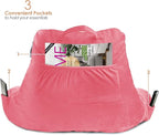 Nestl Reading Pillow for Kids, Small Bed Pillow, Back Pillow for Sitting in Bed, Memory Foam Chair Pillow, Reading & Bed Rest Pillows, Light Pink Back Pillow for Bed, Arm Pillow with Pockets