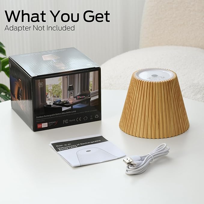 WILIT Wireless Bottle Lamp Shades for Table Lamps, 3 Level Brightness Bar Lights for Home Bar, Rechargeable Cordless Lamp for Bedroom Bar&Restaurant, Modern Wine Bottle Light, Gifts for Women