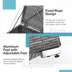 Patiorama 2 Piece Outdoor Patio Ottomans,All-Weather Grey PE Rattan Wicker Ottoman with Storage,Outdoor Footrest Footstool Seat w/Thick Cushion,Built-in Handle for Backyard Poolside Porch (Navy Blue)