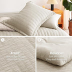 CozyLux Full Size Comforter Sets with Sheets Seersucker 7 Pieces Oatmeal Bed in a Bag Textured Luxury Soft Bedding Set with Down Alternative Comforter, Sheets, Pillowcases & Shams for All Seasons