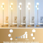 Mid Century Gold Floor Lamp,Dimmable LED Brass Floor Lamp Touch Control with Remote,Vintage Modern 3 Globe Standing Lamp for Corner,Living Room,Bedroom