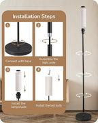 EDISHINE Floor Lamps for Living Room, 63.7in Minimalist Standing Lamp with 9W LED Bulb, 3 Color Temperature, Modern Corner Lamp for Bedroom, Nursery, Office, Foot Pedal Switch, Black