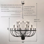 Black Chandelier 36-Light Industrial Iron Candle Chandelier Modern Suspended Farmhouse Chandeliers Pendant Light Fixtures for Dining Room Bedroom Living Room Kitchen Island Foyer E12 Bulb