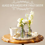 Bud Vases Set of 12, Black Vase Small Glass Vases for Flowers Modern Ribbed Amber Glass Bud Vase for Decor Flower Vase in Bulk Vintage Decor Boho Wedding Centerpieces Rustic Home Table Decoration