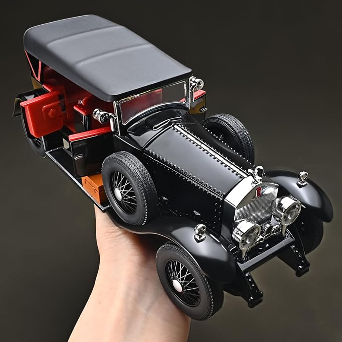 Model Car Kits Adults and Boys 1/24 Diecast Cars Phantom Generation Vintage Car Collectibles,Die Cast Metal Pull Back Cars with Lights and Sounds,Toy Cars for Boys Age 3-12（Black）